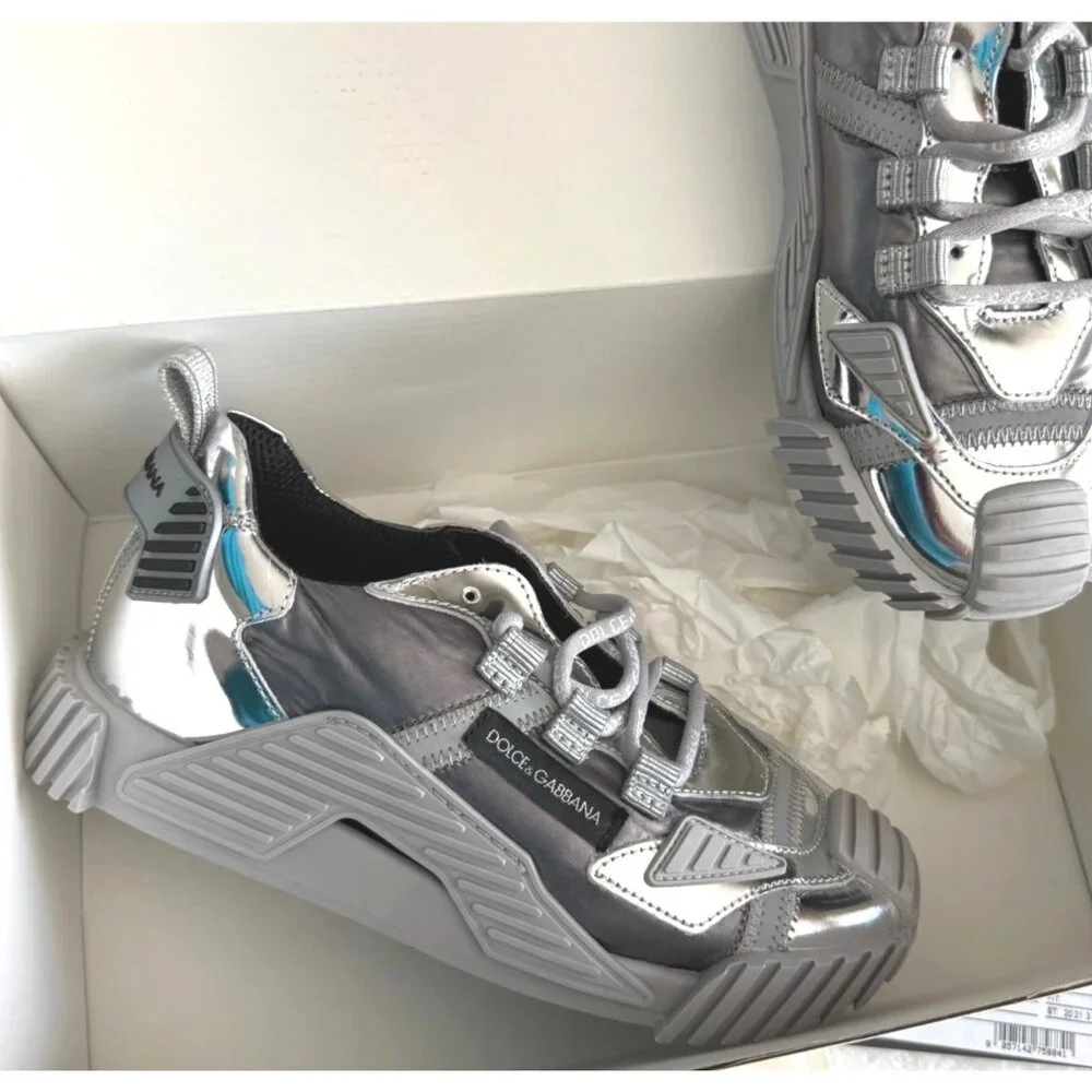 D&G Dolce & Gabbana‎ kid boy sneakers silver size 31 Argento D11021 $575